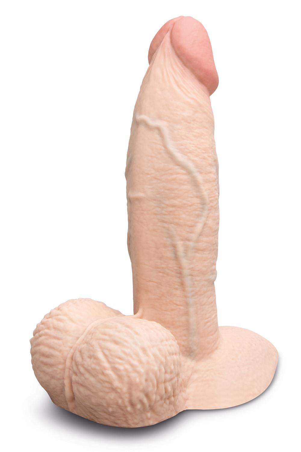 B-VIBE SLIPSKIN REALISTIC SILICONE DILDO 6 INCH GIRTHY CREAM