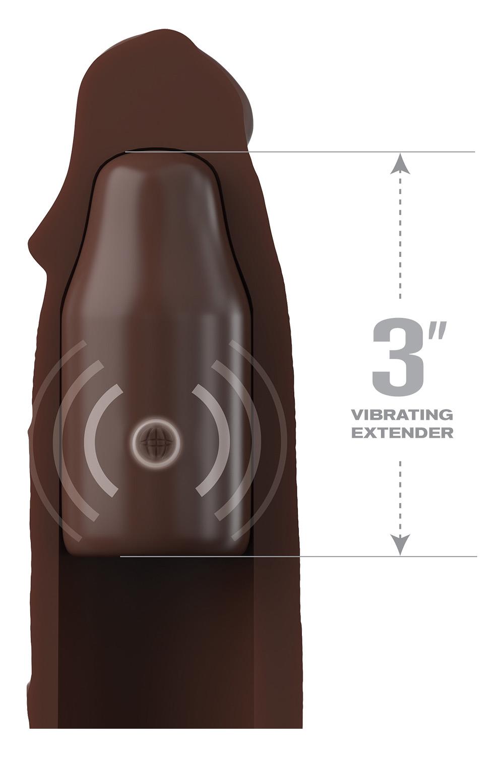 FANTASY X-TENSIONS ELITE 9 INCH SLEEVE VIBRATING 3 INCH PLUG WITH REMOTE BROWN