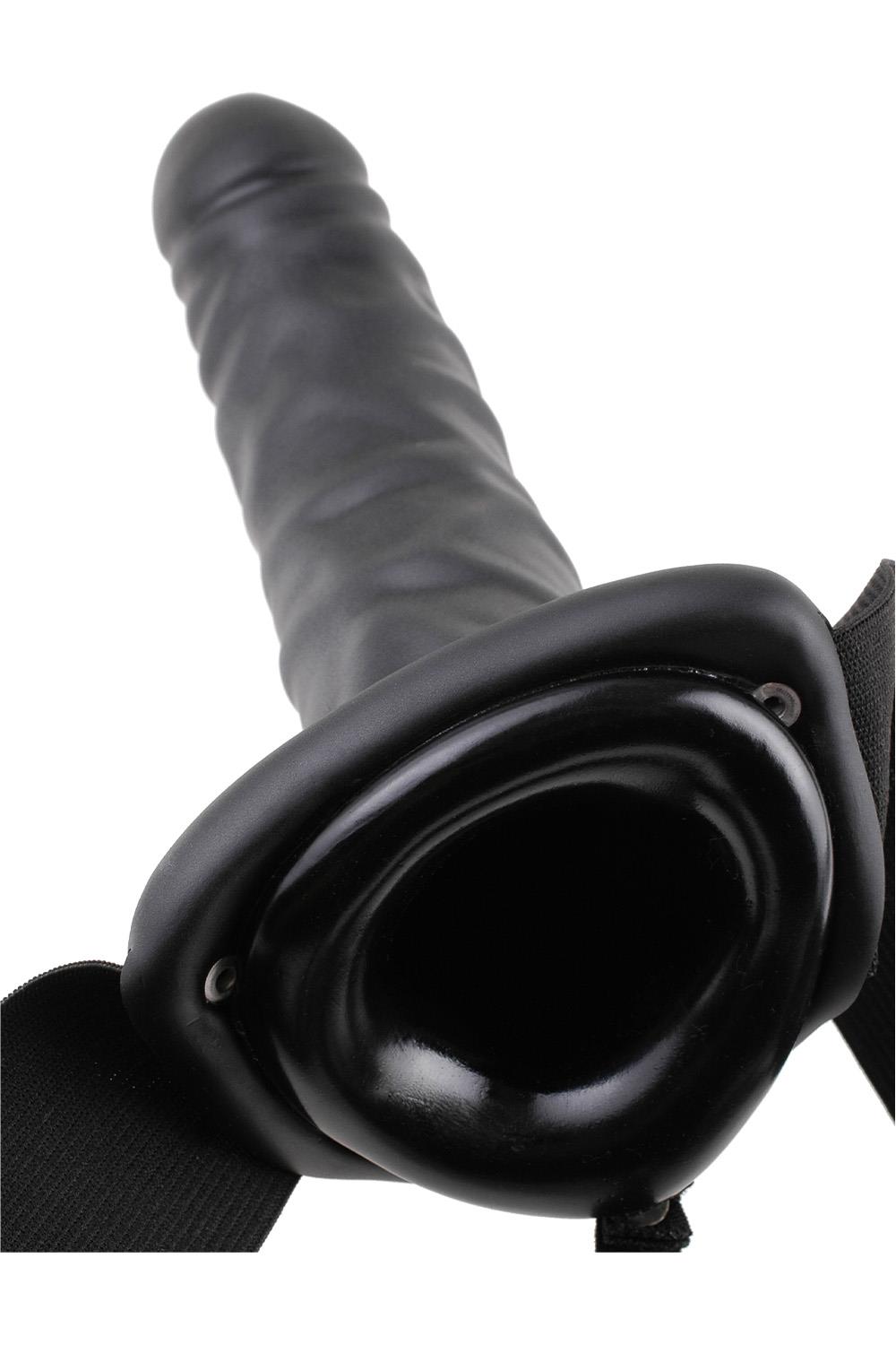 FETISH FANTASY SERIES 8 INCH VIBRATING HOLLOW STRAP-ON BLACK