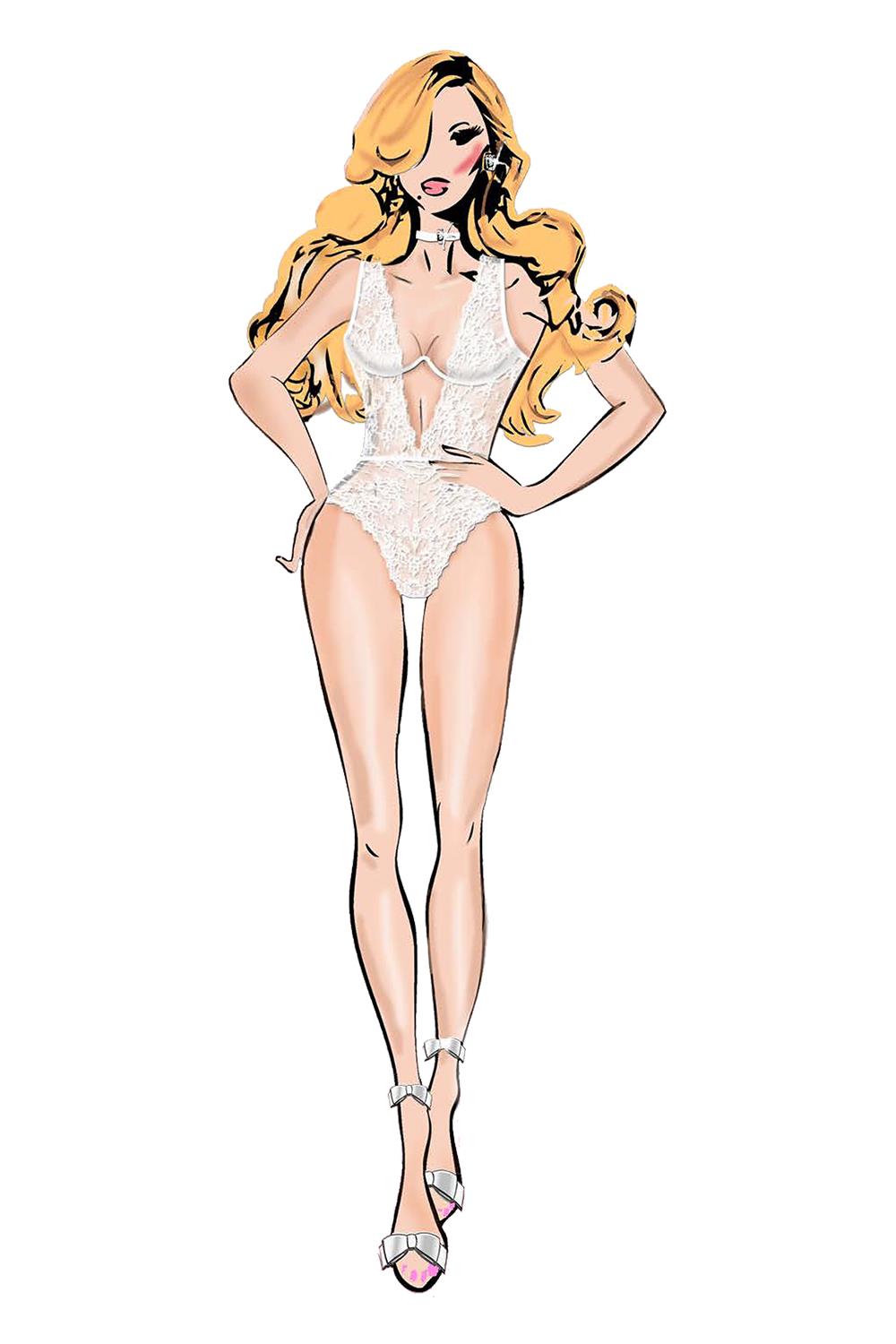 BOMBSHELL BOUDOIR EXPOSED WIRE TEDDY WHITE, S