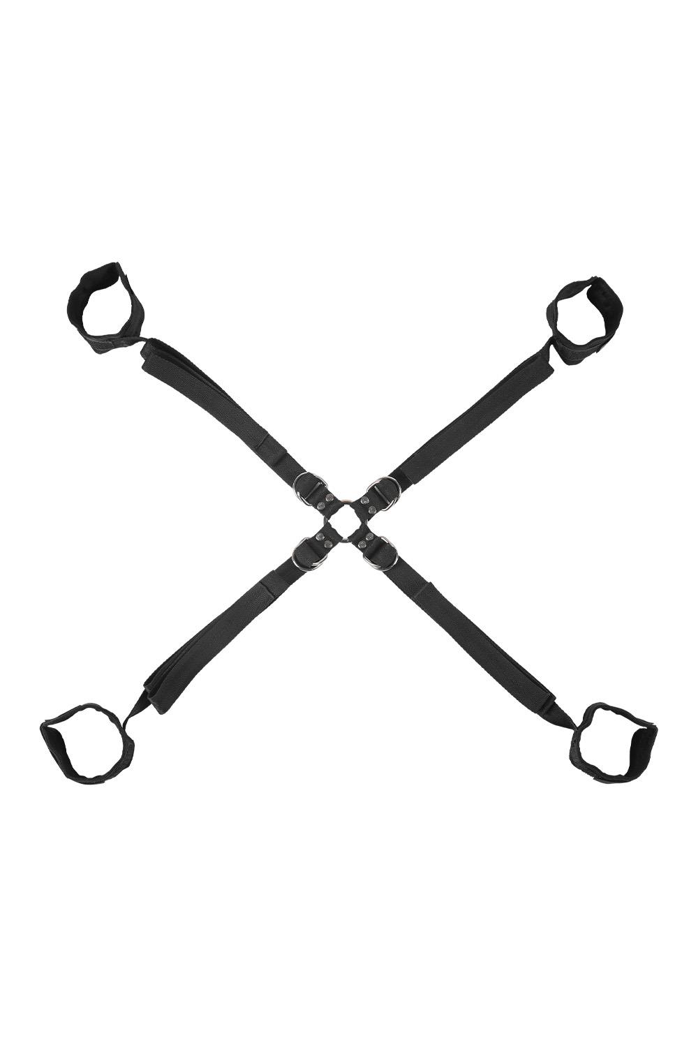 SPORTSHEETS VELVET NOIR ADJUSTABLE HOG TIE & CUFF SET