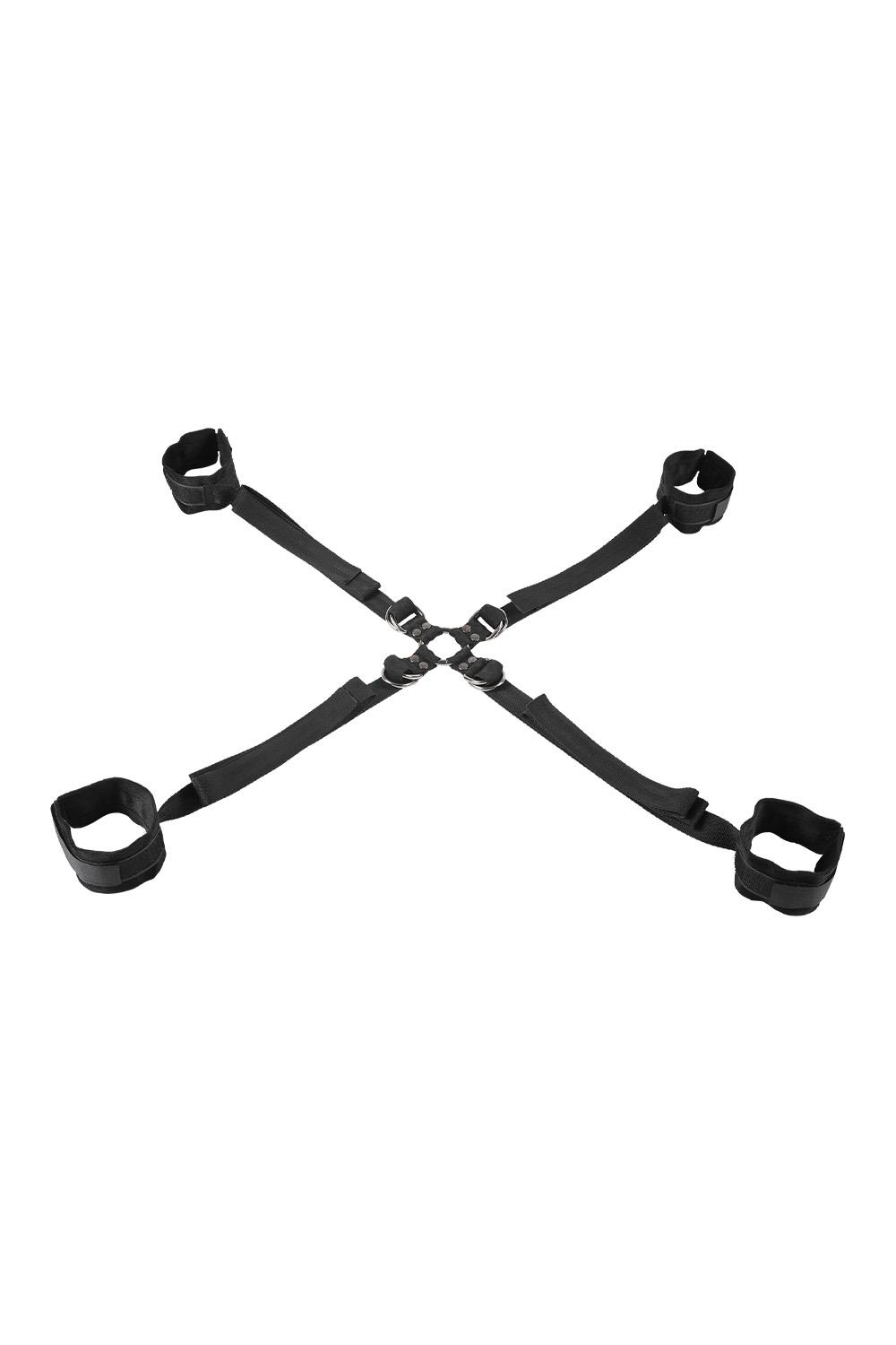 SPORTSHEETS VELVET NOIR ADJUSTABLE HOG TIE & CUFF SET