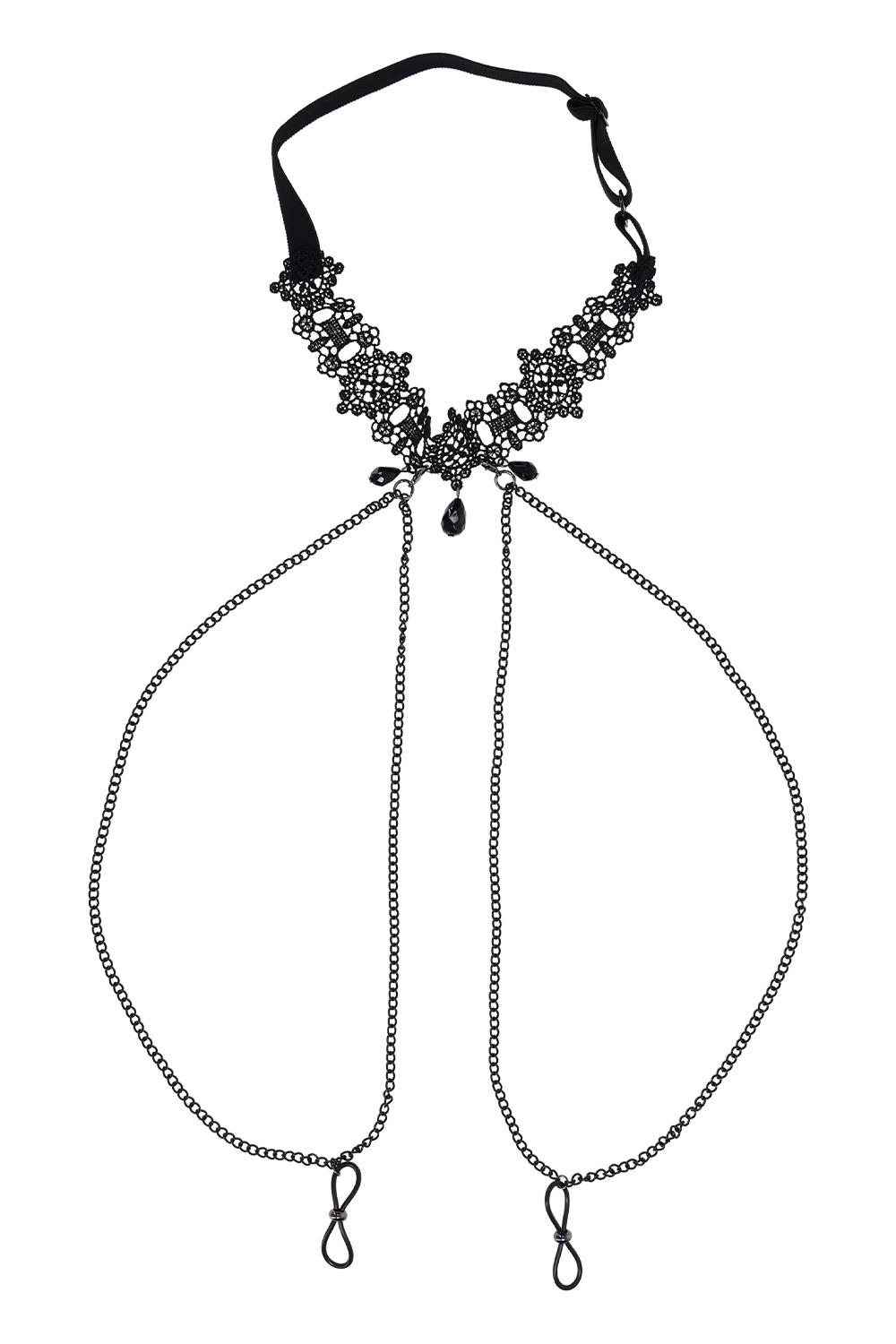 SPORTSHEETS SEX AND MISCHIEF LACE COLLAR WITH NIPPLE TIES