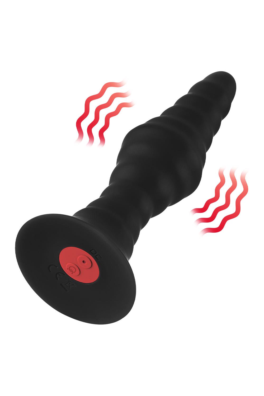 FORTO VIBRATING RIBBED PLUG WITH REMOTE CONTROL LARGE BLACK