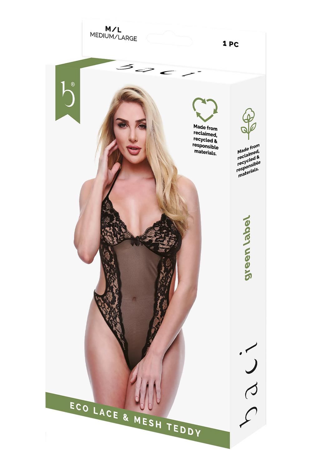 BACI ECO LACE AND MESH TEDDY BLACK, M/L