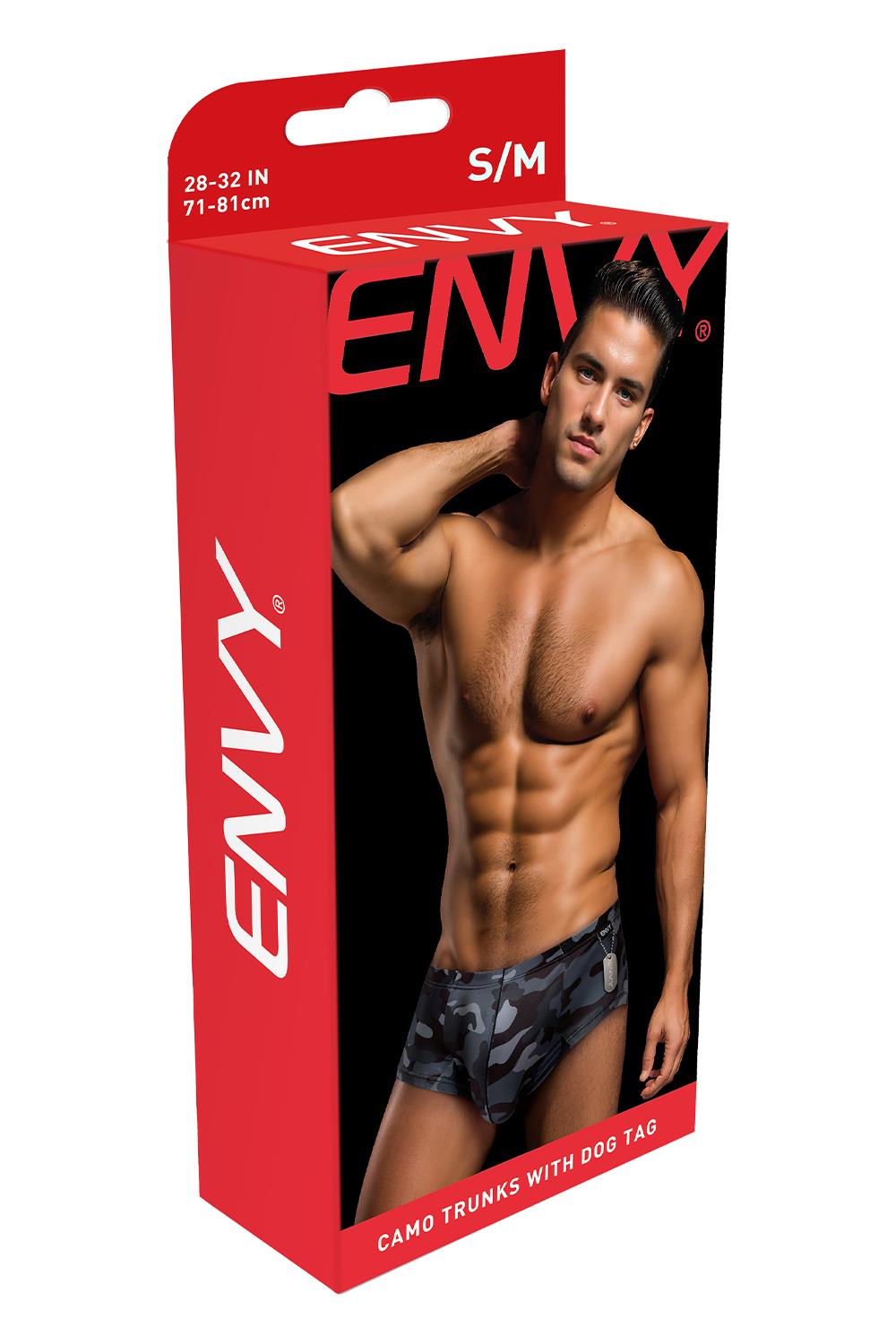 ENVY CAMO TRUNKS WITH DOG TAG BLACK, S/M