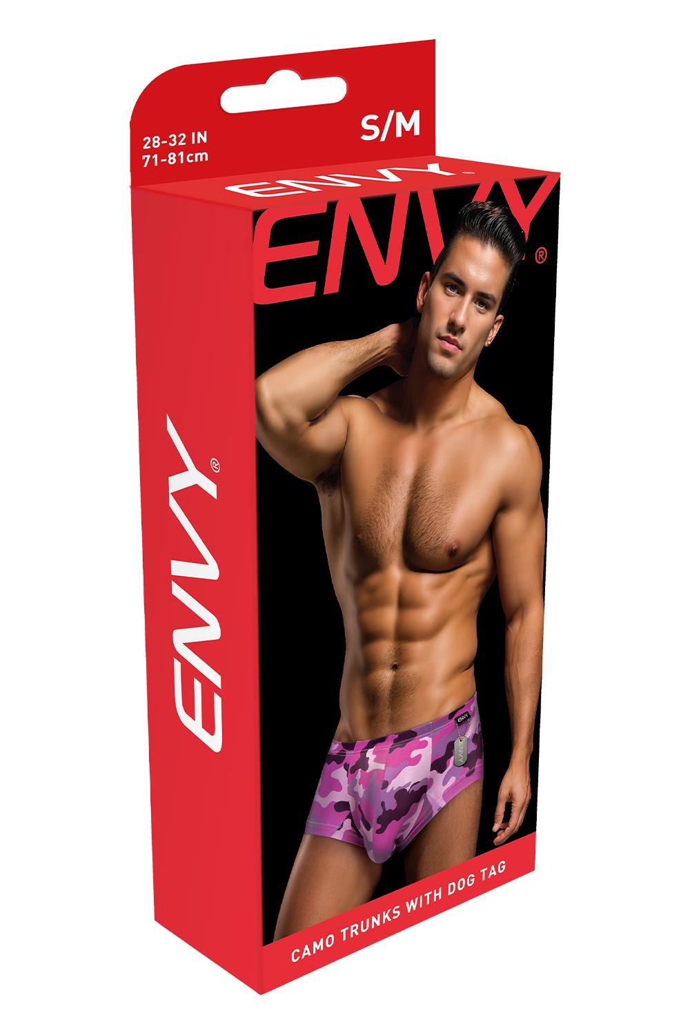 ENVY CAMO TRUNKS WITH DOG TAG PINK, S/M