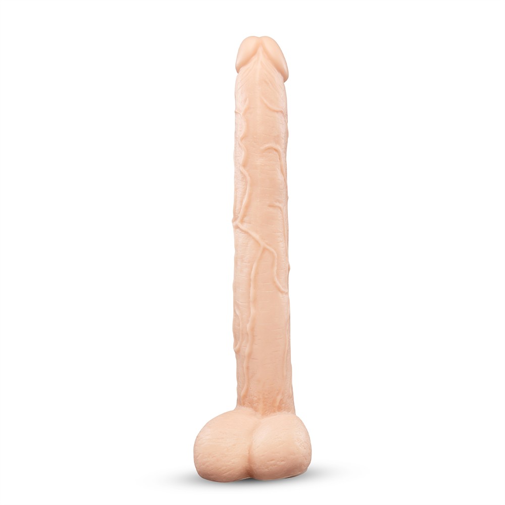B-VIBE BONE 17 INCH DEEP-INSERT DILDO WITH REALISTIC BALLS AND SUCTION CUP